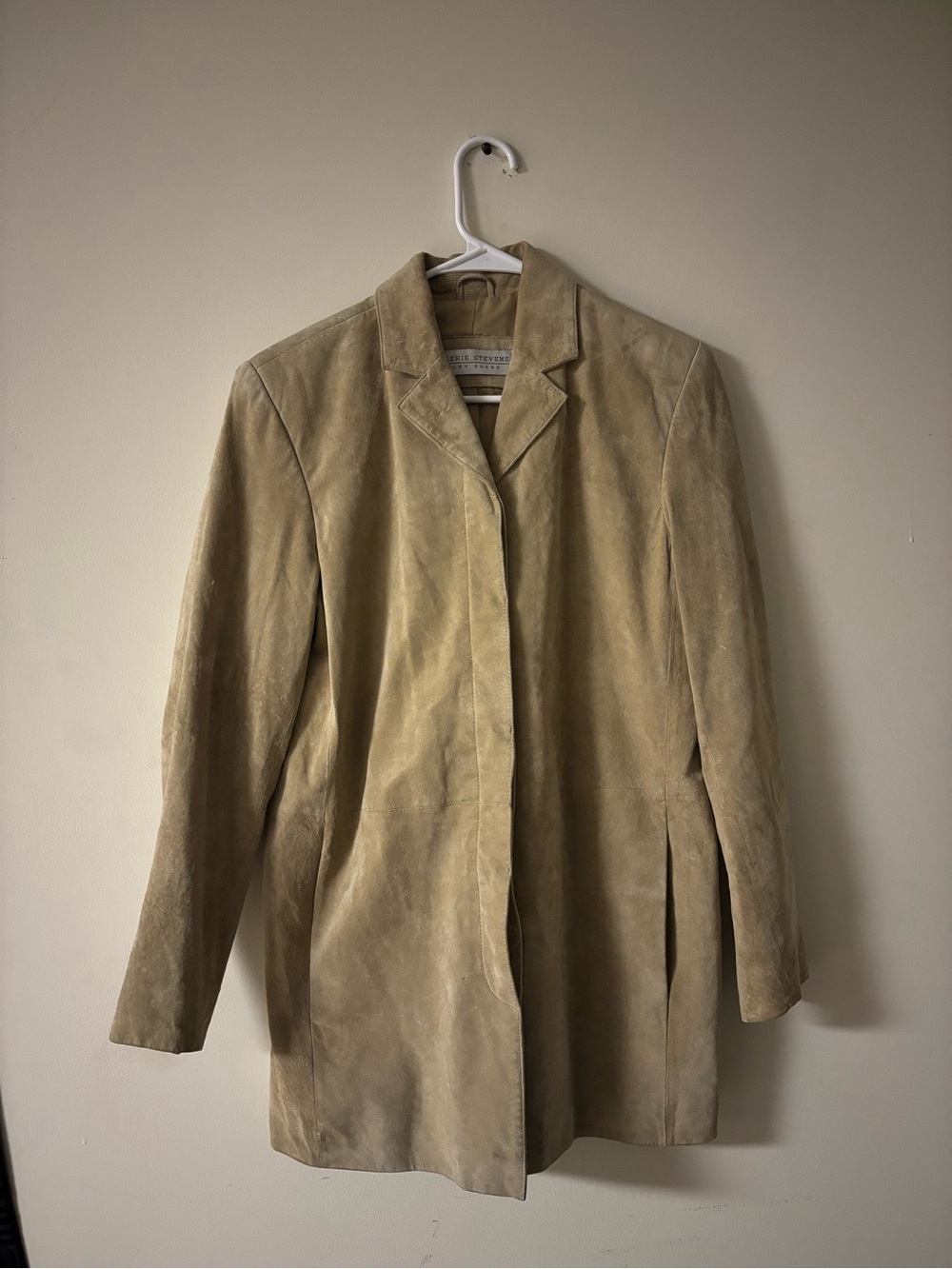 Valerie Stevens Silky Suede 100% Leather Jacket Small Tan Minimalist Blazer Coat
